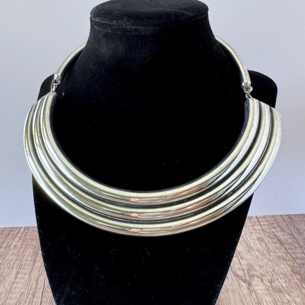 Designer Signed M. Vismonski 925 Sterling Silver Layered Choker Necklace